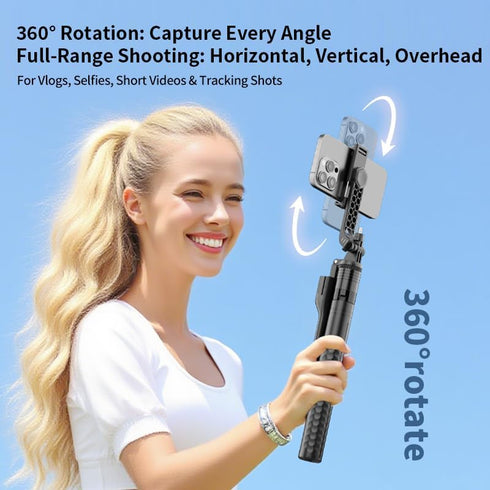 irianu 360 Phone Tripod and Selfie Stick, Extendable Cell Phone Tripod with Wireless Remote, Tripods Stand for iPhone