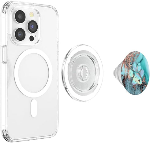 Rainbow Dog Paw Print Teal Rose Watercolor PopSockets PopGrip for MagSafe