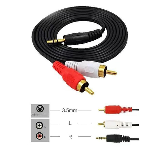 ThtRht 2 Pack 1/8'' 3.5mm 2 Mp3 1.5 Audio Cable TRS Male to RCA Male Stereo Sound Cord for Computer Phone Port