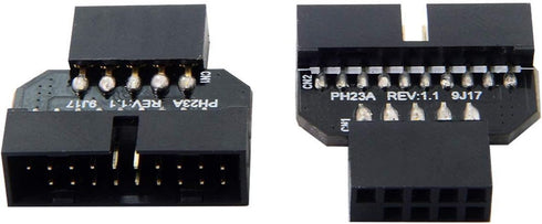 chenyang 2 Pack USB 2.0 Front Panel Header 9/10Pin Male/Female to 19/20Pin Connector Adapter