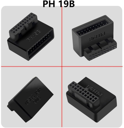 USB 3.0 90 Degree Motherboard Adapter, 19 Pin/20 Pin Male to Female Extension Adapter L Turn Right Angle Socket for