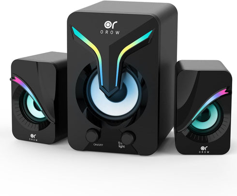 OROW Mini PC Speakers, 2.1 Desktop Speakers with Subwoofer, RGB Lights, USB Powered, Stereo Sound for Monitor/Laptop