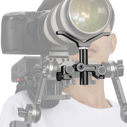 NICEYRIG 15mm LWS Rod Lens Support Y-Bracket, 64mm Vertical Adjustment for Heavy Long Lens Diameter 50mm to 140mm