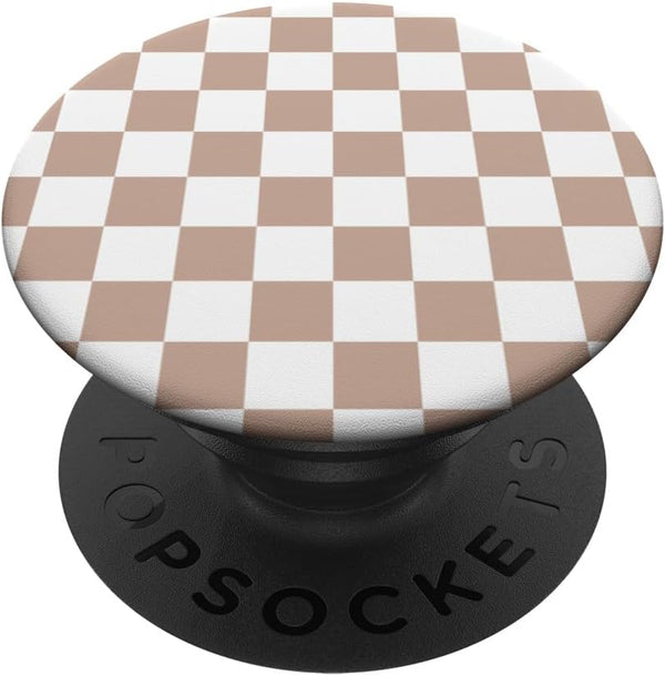 Checkerboard Brown and White Checkered Pattern PopSockets Standard PopGrip