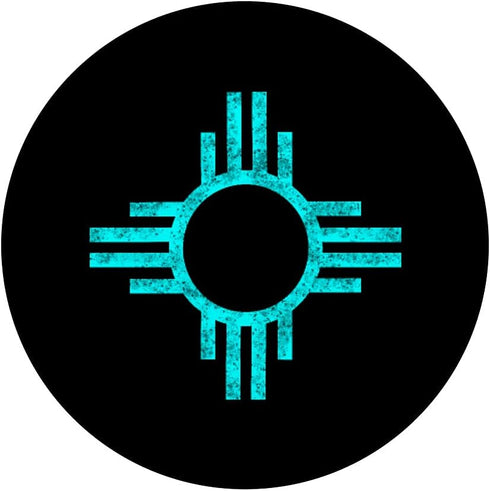 New Mexico Turquoise Distressed Vintage Zia Symbol PopSockets Swappable PopGrip