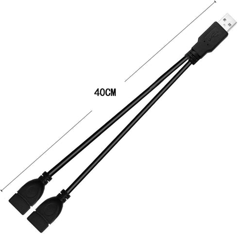Dual USB Female Jack Y Splitter Charger Cable (2 Pack) - USB 2.0 Adapter for Laptop, Tablet, Smartphone Data & Charging.