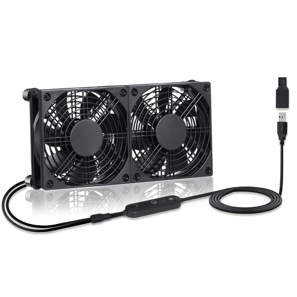 xiaoqijia Dual 120mm 10-Speed Adjustable IPX5 Cooling Case Fan for Receiver DVR Xbox