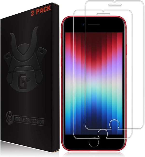 2 Pack Tempered Glass Screen Protector for iPhone SE 3 (2022) & SE 2 (2020) - Lifetime Replacement, Case Friendly.