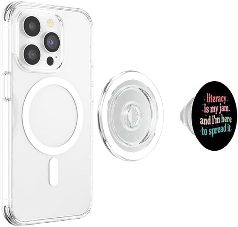 Retro Literacy Is My Jam Teacher Literacy Advocacy Literacy is My Jam and I'm Here to Spread it PopSockets PopGrip