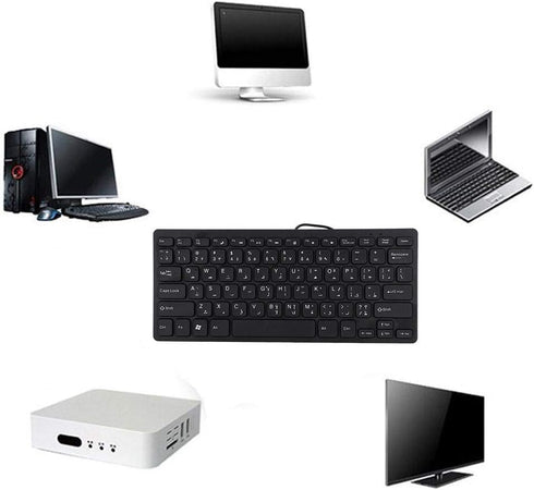 Arabic Keyboard, Wired Mini Portable Keyboard, USB Interface for Desktop Computer, 78 Keys, Ultra-Thin Mini Industrial