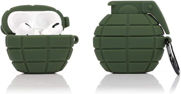 Silicone Case Compatible for Apple Airpods Pro, Funny Cute Retro Design Cover, Grenade Green