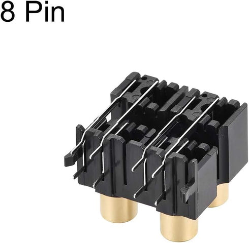 uxcell 3pcs Concentric Outlet 4 RCA Female Jack 8-Pin Connector Socket Panel Mount