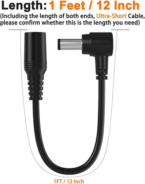 DC Extension Cable 5.5mm x 2.1mm 90 Degree Right Angle Male to Female Left Angle 12v DC Power Extension Cable Cord for IP CCTV Surveillance Security Camera LED Strip DVR Router Invoice Printer 1FT