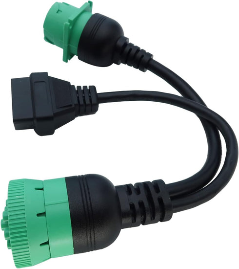 J1939 ELD Splitter Y Cable, Green Type-2 J1939 Male to Female to OBD II Splitter Cable for Freightliner ELD