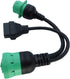 J1939 ELD Splitter Y Cable, Green Type-2 J1939 Male to Female to OBD II Splitter Cable for Freightliner ELD