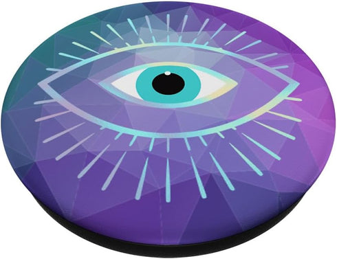 Rainbow Evil Eye Teal Purple Polygon PopSockets Standard PopGrip