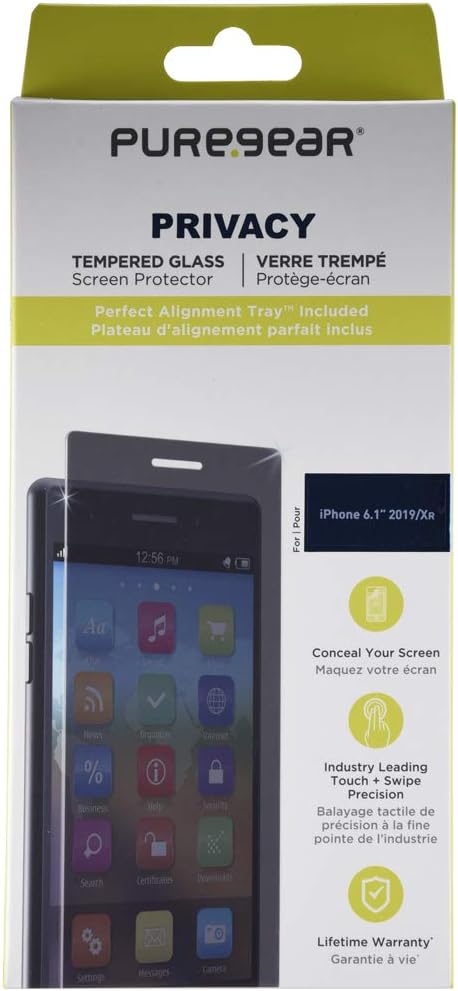 Puregear 2-Way Privacy Tempered Glass Screen Protector for iPhone 11, Touch Sensitive, Case Friendly, Self-Alignment