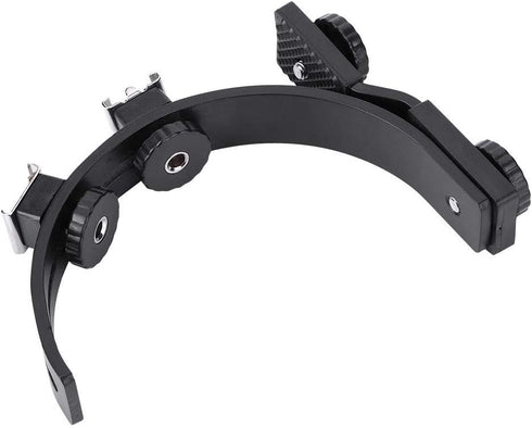 C-Shape Dual Hot Shoe Flash Mount Bracket for Cameras