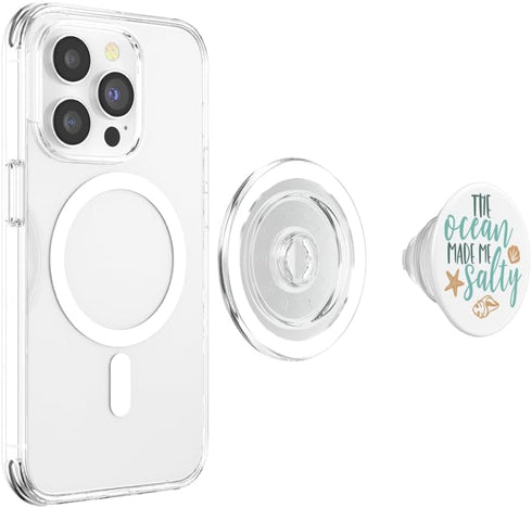 grafikGear The Ocean Made Me Salty Funny Inspirational Beach Quote PopSockets PopGrip for MagSafe