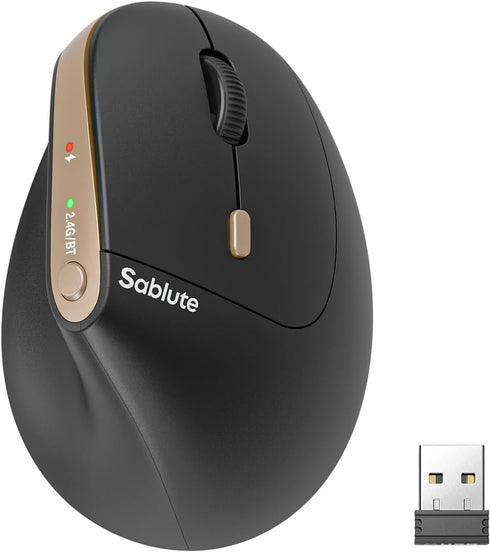 SABLUTE MAM3 Ergonomic Mouse, Bluetooth Mouse for Small/Medium Hands,Dual-Device Connectivity for Computer/Laptop, Rechargeable