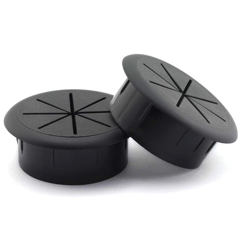 HJ Garden 2pcs Flexible Desk Cord Grommets, 2-3/8 inch Wire Organizer Hole Cover for Office Cable Management (Black)