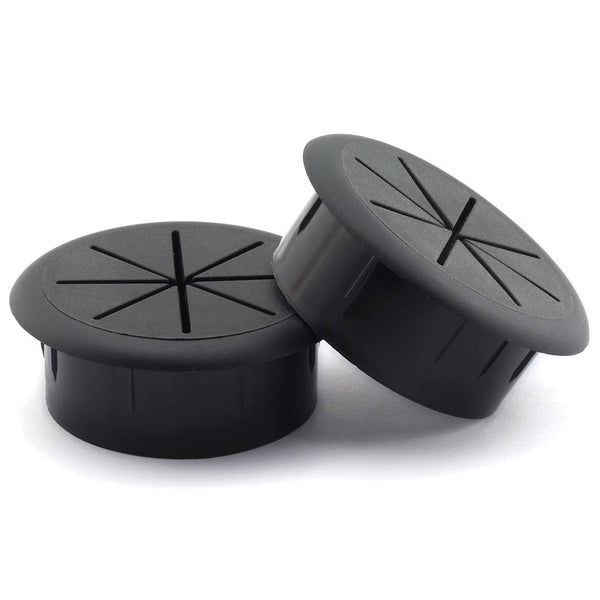 HJ Garden 2pcs Flexible Desk Cord Grommets, 2-3/8 inch Wire Organizer Hole Cover for Office Cable Management (Black)