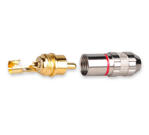 RCA Male Plug Adapter, Gold Plated Solder Connector for Speaker Wire - 4-Pack