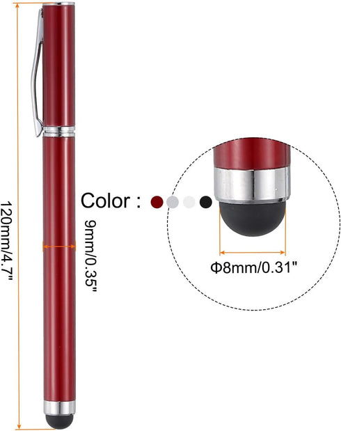 MECCANIXITY 4pcs Ballpoint Pen with Stylus Tip 2 in 1 Ink Pen & Fine Point Rubber Stylus Pens for All Capacitive Touch Screens Universal