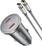 USB C Car Charger with 60W Braided Cable, Mini 60W Fast Charging Cigarette Lighter, Dual PD3.0 Charger for iPhone 15,
