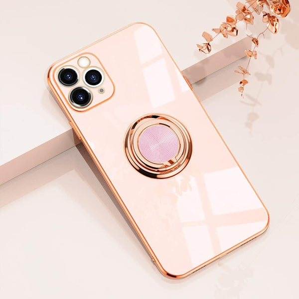 Omorro iPhone 11 Pro Max Case for Women with Ring Holder, 360 Degree Rotation Kickstand, Bling Glitter Rose Gold
