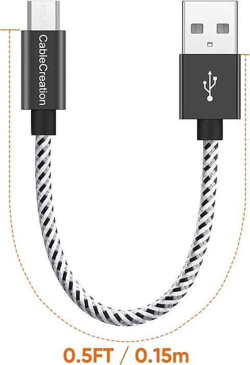 CableCreation [5-Pack Short USB to Micro USB Cable 6 Inch, USB2.0 Micro USB Charging Cable, Triple Shielded Works with