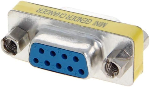 Fielect DB9 VGA Gender Changer 9 Pin Female to Female Mini Coupler Adapter Connector, Blue Pack of 1