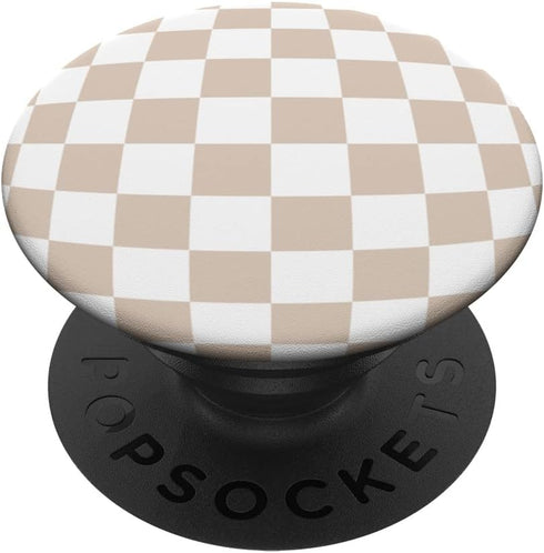 Checkerboard Swirl Tan Sand Beige PopSockets Standard PopGrip 60s 70s