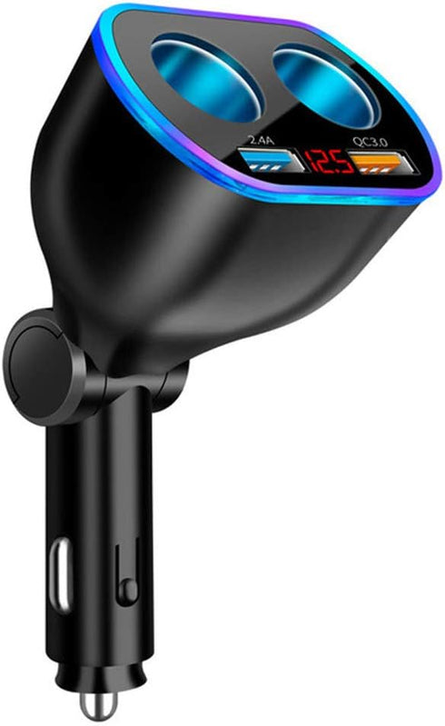 Car Charger Cigarette Lighter Splitter Adapter, 120W QC3.0 Dual USB Fast Charging for Phone, Tablets, GPS