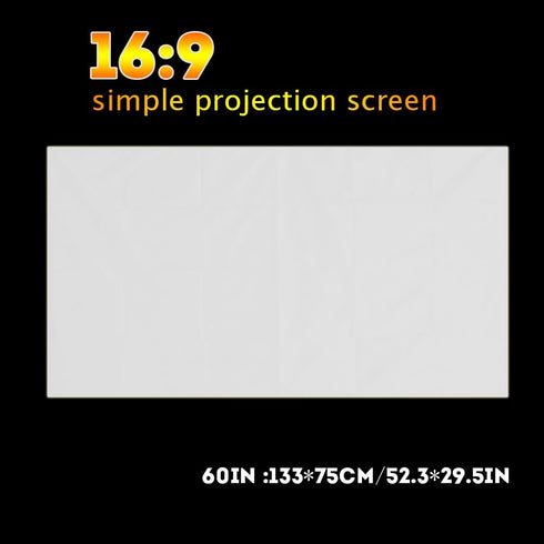 Projector Screen Pull Down, 1pc Portable White Color Projector Screen Projector Curtain Projector ScreenWrinkle Free Folding Projector Curtain16:9 100inch (60 inches)