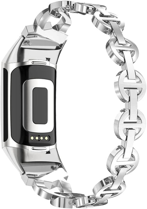 Compatible with Fitbit Charge 6/Charge 5 Band for Women, Slim Crystal Bling Glitter Diamond Rhinestones Jewelry Metal Sport Wristband Bracelet Replacement Band for Fitbit Charge 6/Charge 5