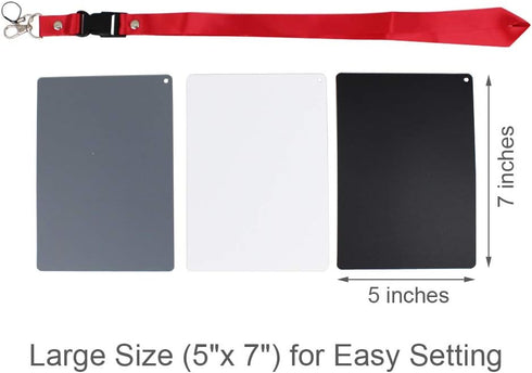 Foto&Tech Waterproof Premium Set 18% Grey Card White Balance Card Exposure Photography Card Set Custom Calibration Camera Checker for DSLR Video Digital and Film Photography (5 x 7 Inch)