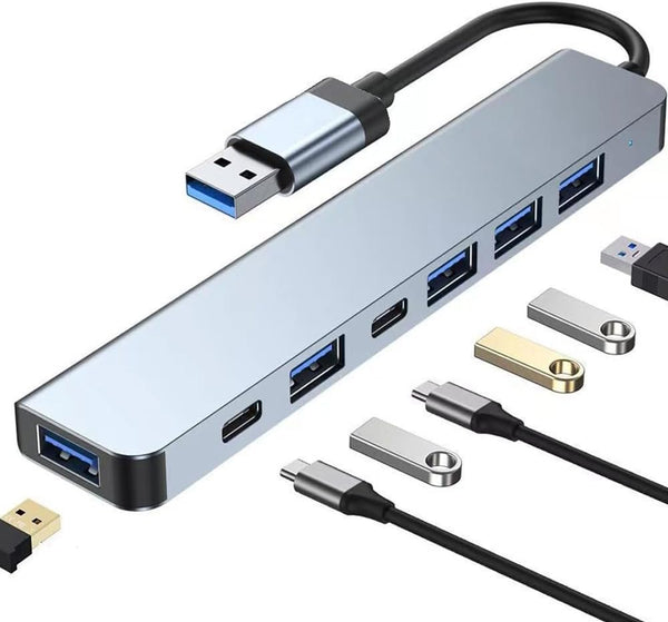 DUOYHIEL Aluminum 7 in 1 USB Hub, Multiport USB Splitter Adapter with 5