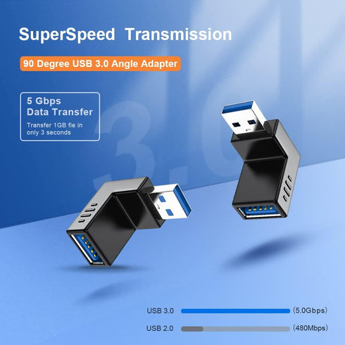 USB 3.0 Adapter 90 Degree Male to Female Combo Vertical Up and Down Angle Coupler Connector