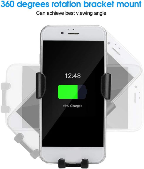 Car Mount Charger, 10W Fast Charging Bracket with 360 Degrees Rotation for Mobile Phones, Silver for S10, Note 10, Mate