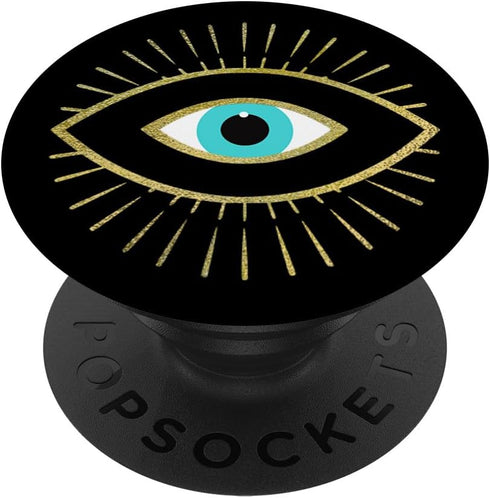 Yellow Evil Eye PopSockets Swappable PopGrip - Black