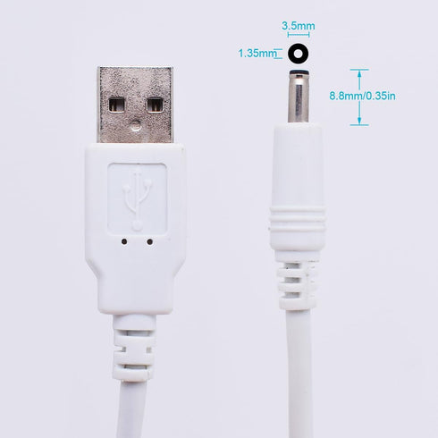 2PCS USB to 5V DC Power Cable, 4FT/1.2M USB to 3.5 x 1.35mm Plug for Charging Fans and Speakers