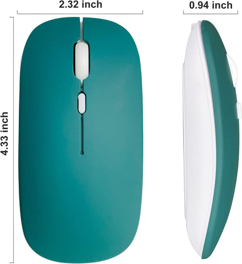 Wireless Bluetooth Mouse, Rechargeable Slim Silent Mouse for iPad/MacBook Pro/Air/Laptop (Jade Green)