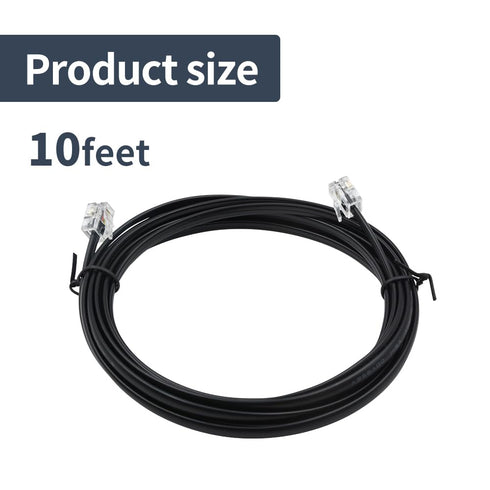 Phone Cable 10 Feet, RJ11 6P4C Connectors for Landline Phone, Fax Machine, Black, AV04605