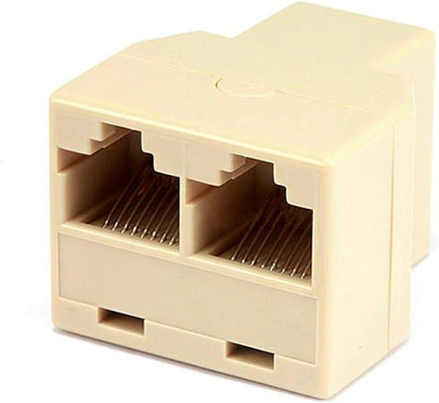 Monoprice RJ45 Modular T-Adapter - RJ45 Splitter, 1x Female to 2x Female, 8P8C, Straight, Beige