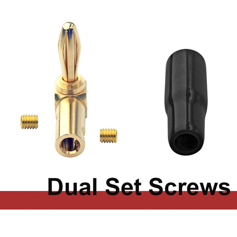 VCELINK Right Angle Banana Plugs, 4 Pairs/8 Pack, 90 Degree 4mm Gold Plated Speaker Connector