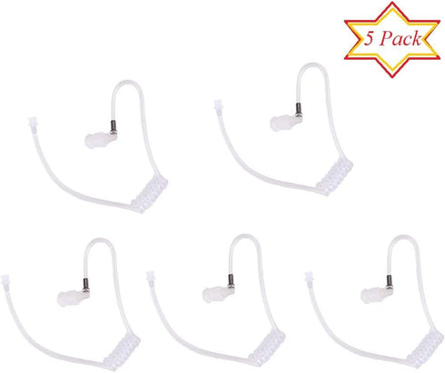 Replacement Acoustic Tube with Connector Compatible with Motorola Kenwood Surveillance Kit Earpiece Headset (5 Packs)