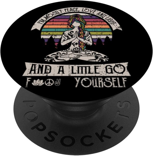 I'm Mostly Peace Love And Light Yoga Tattooed PopSockets Standard PopGrip