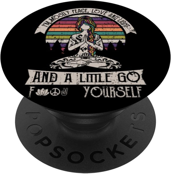I'm Mostly Peace Love And Light Yoga Tattooed PopSockets Standard PopGrip