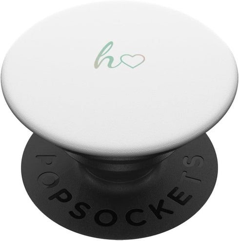 Minimalist White Rainbow Initial Letter H Heart PopSockets Standard PopGrip